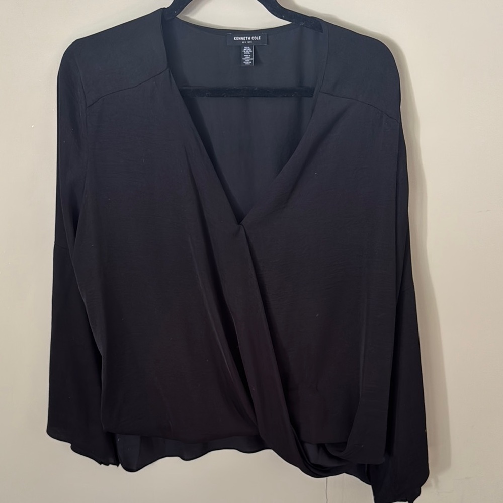 Kenneth Cole Women's Black Wrap Top